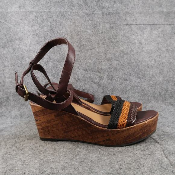 Mossimo Shoes Womens 8 Sandals Platform Wedge Ankle Strap Fashion Brown Boho - Picture 1 of 11
